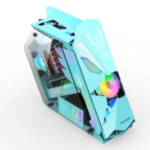 Carcasa Pro Gaming Hercule Blue, Middle Tower, ATX, fara sursa, controller ARGB